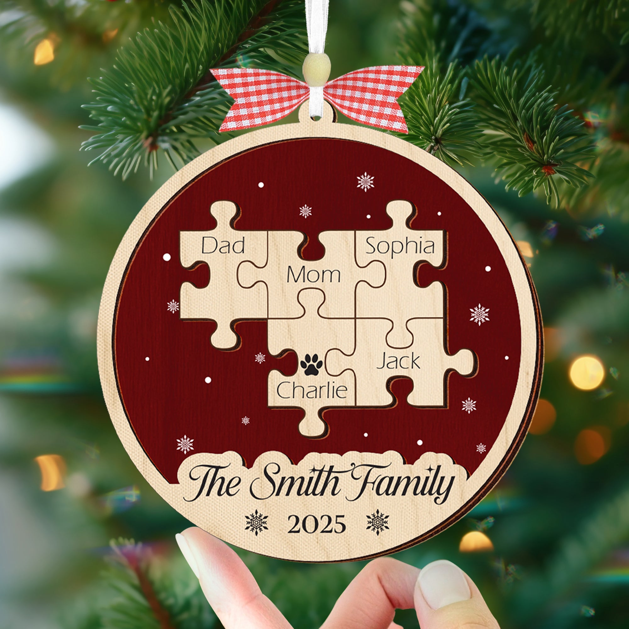 Family Crossword Christmas Ornament