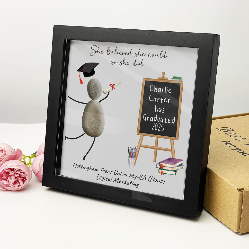 Personalized Graduation Pebble Picture frame,Framed Pebble Art Graduation Gift,Class 2026,Graduation Gifts For Him Her,Congratulations