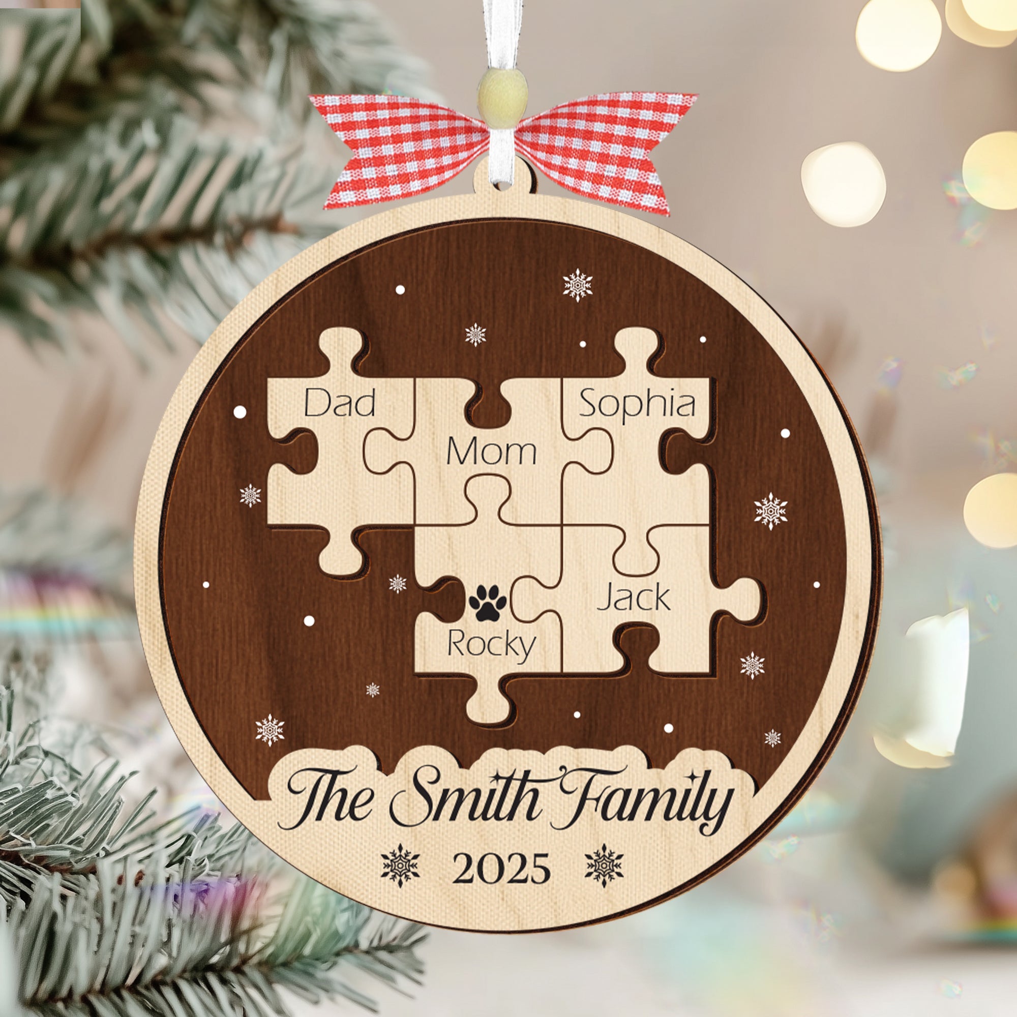 Family Crossword Christmas Ornament
