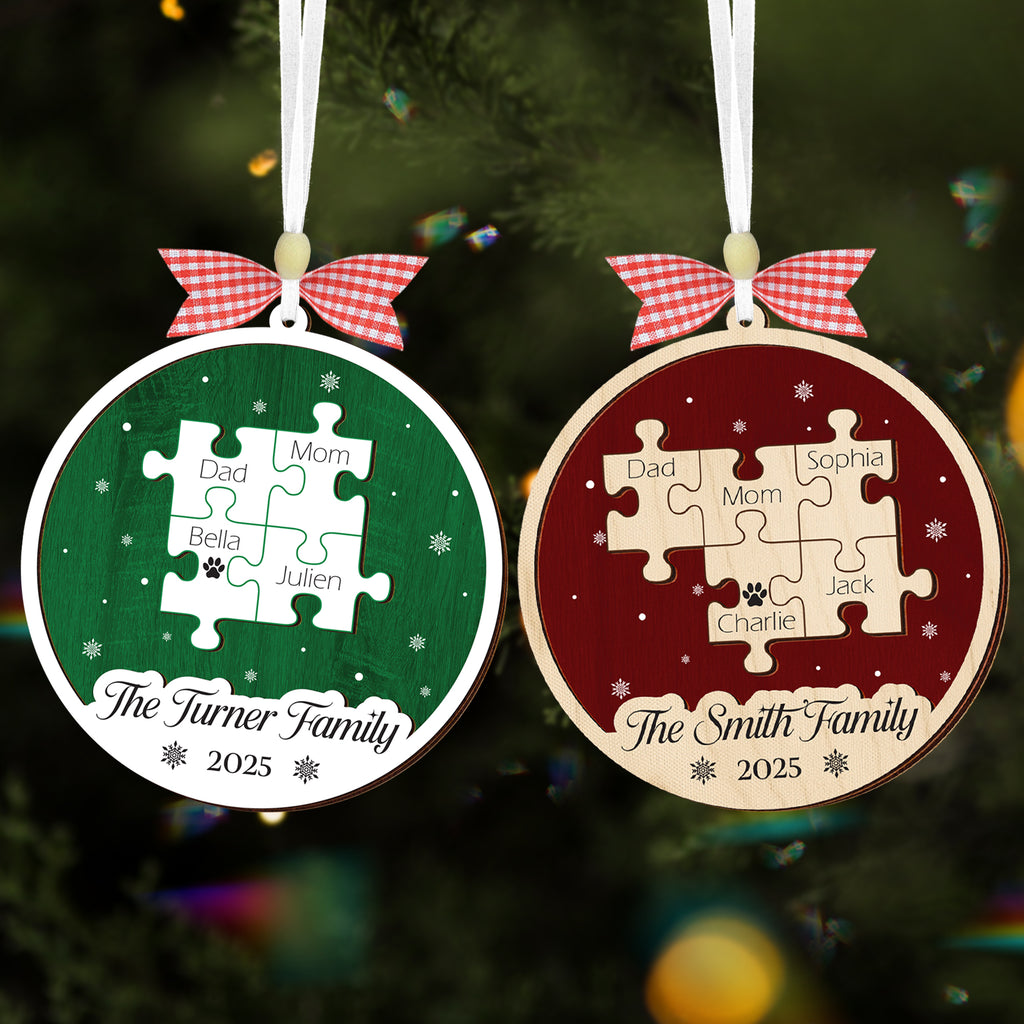 Family Crossword Christmas Ornament