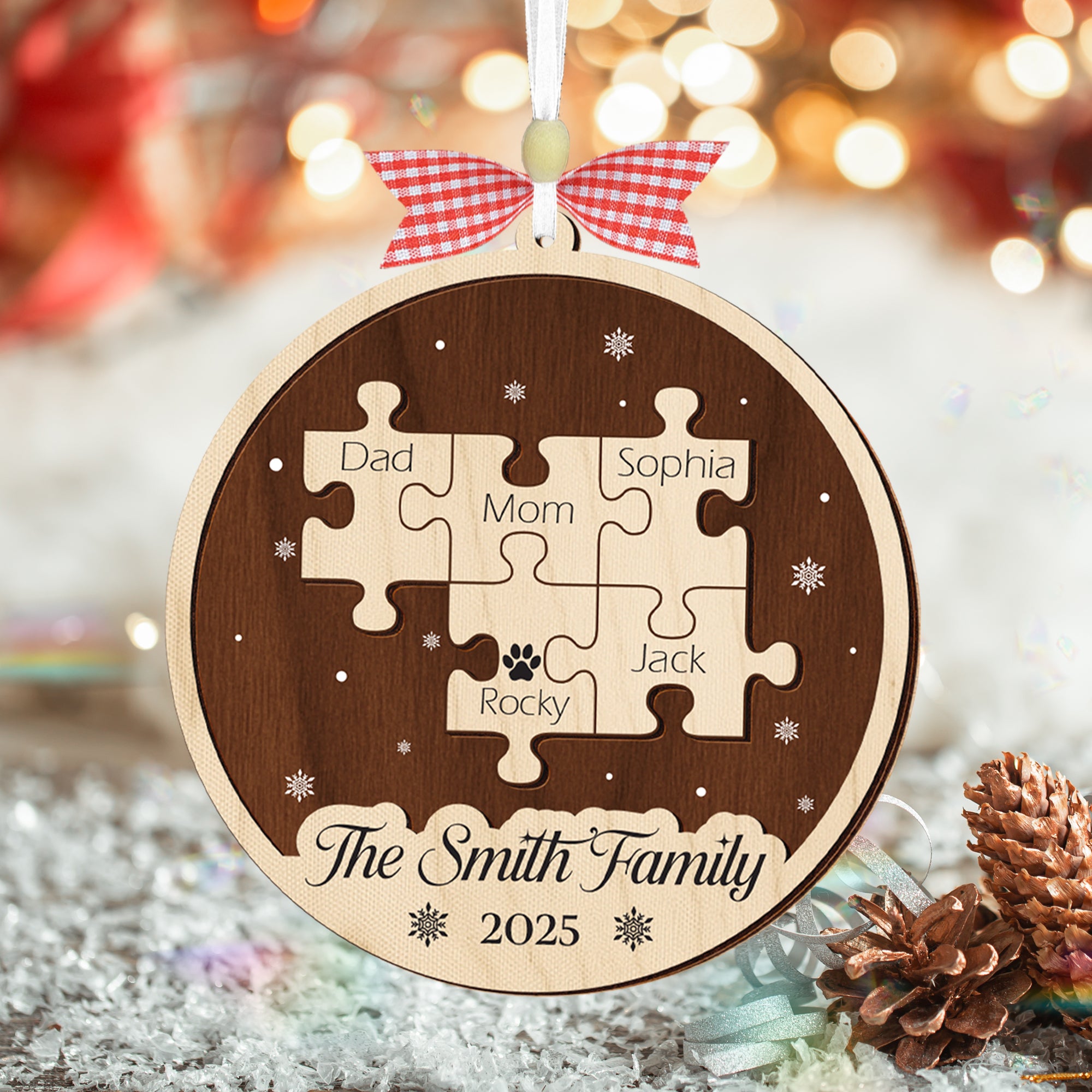 Family Crossword Christmas Ornament