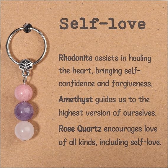 Natural Crystals Keychain Gift for New Beginnings, New Beginnings Gifts for Coworker Anxiety Relief Keychain for Women
