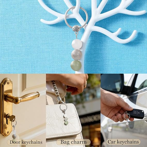 Natural Crystals Keychain Gift for New Beginnings, New Beginnings Gifts for Coworker Anxiety Relief Keychain for Women