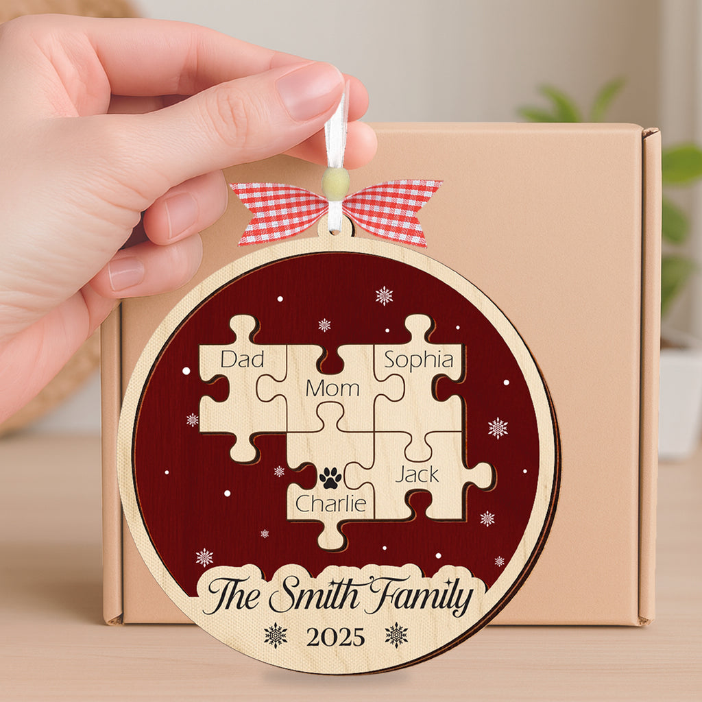 Family Crossword Christmas Ornament