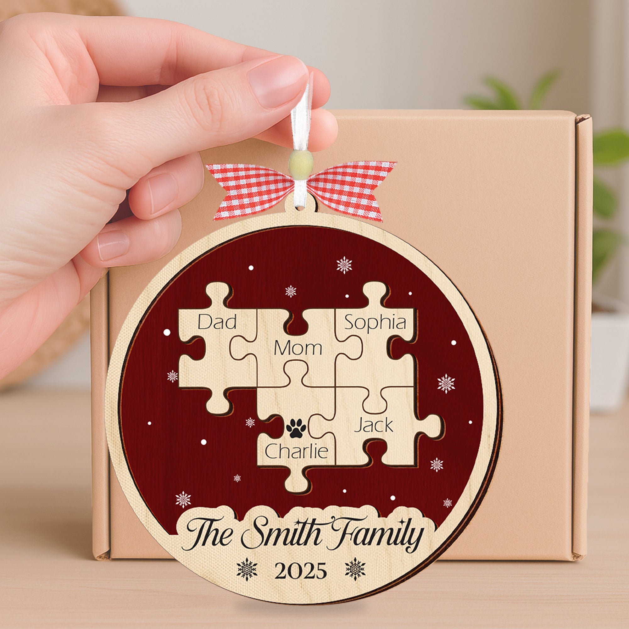 Family Crossword Christmas Ornament