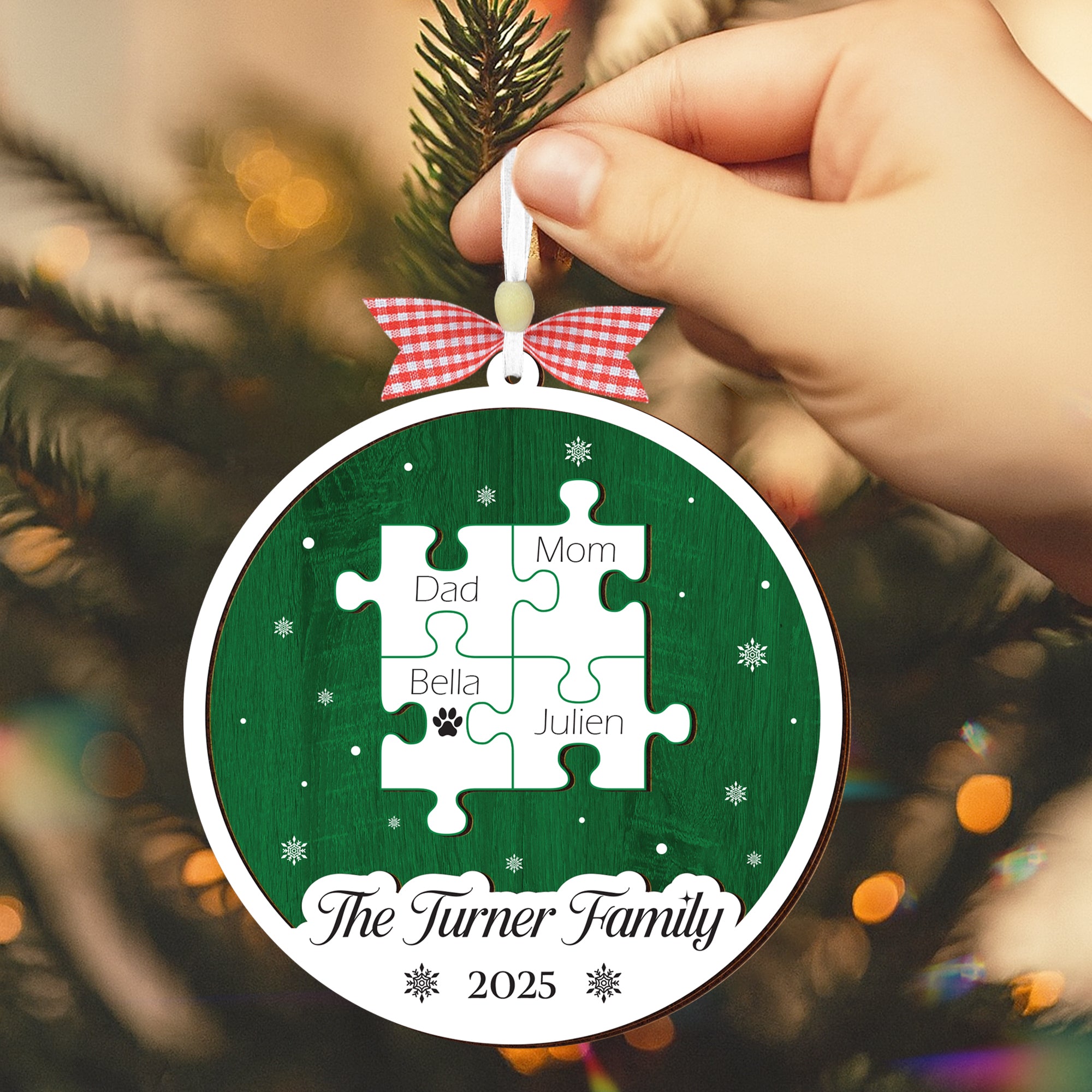 Family Crossword Christmas Ornament